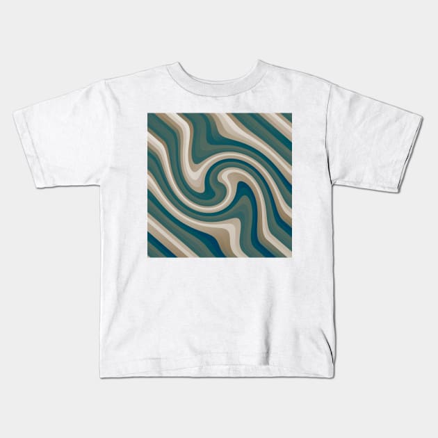 Blue Green Waves Kids T-Shirt by skycloudpics